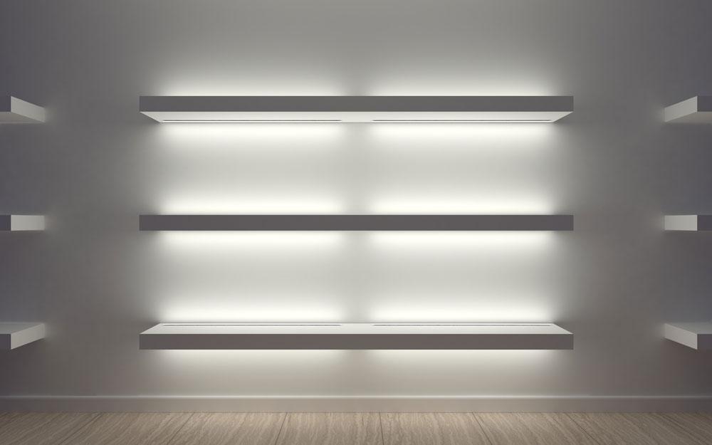 Półki z diodami LED